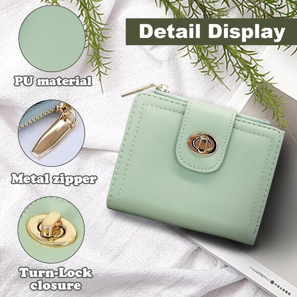 Women Wallet PU Leather Bifold Zipper Coin Pocket Card Holder Compact Stylish - Picture 3 of 7